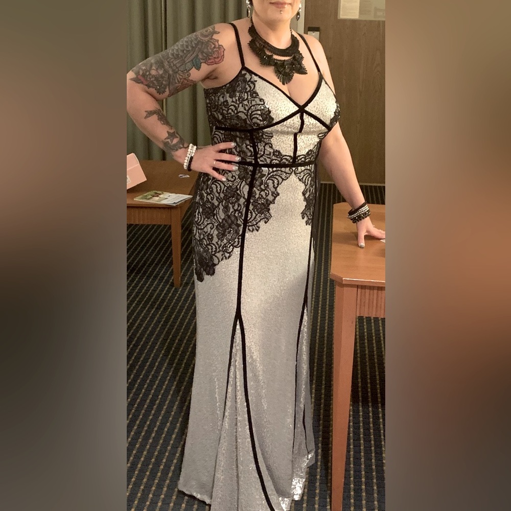 Tadashi sequin and lace gown